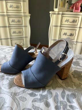 Jessica Simpson Blue Cork Block Heel Sandals